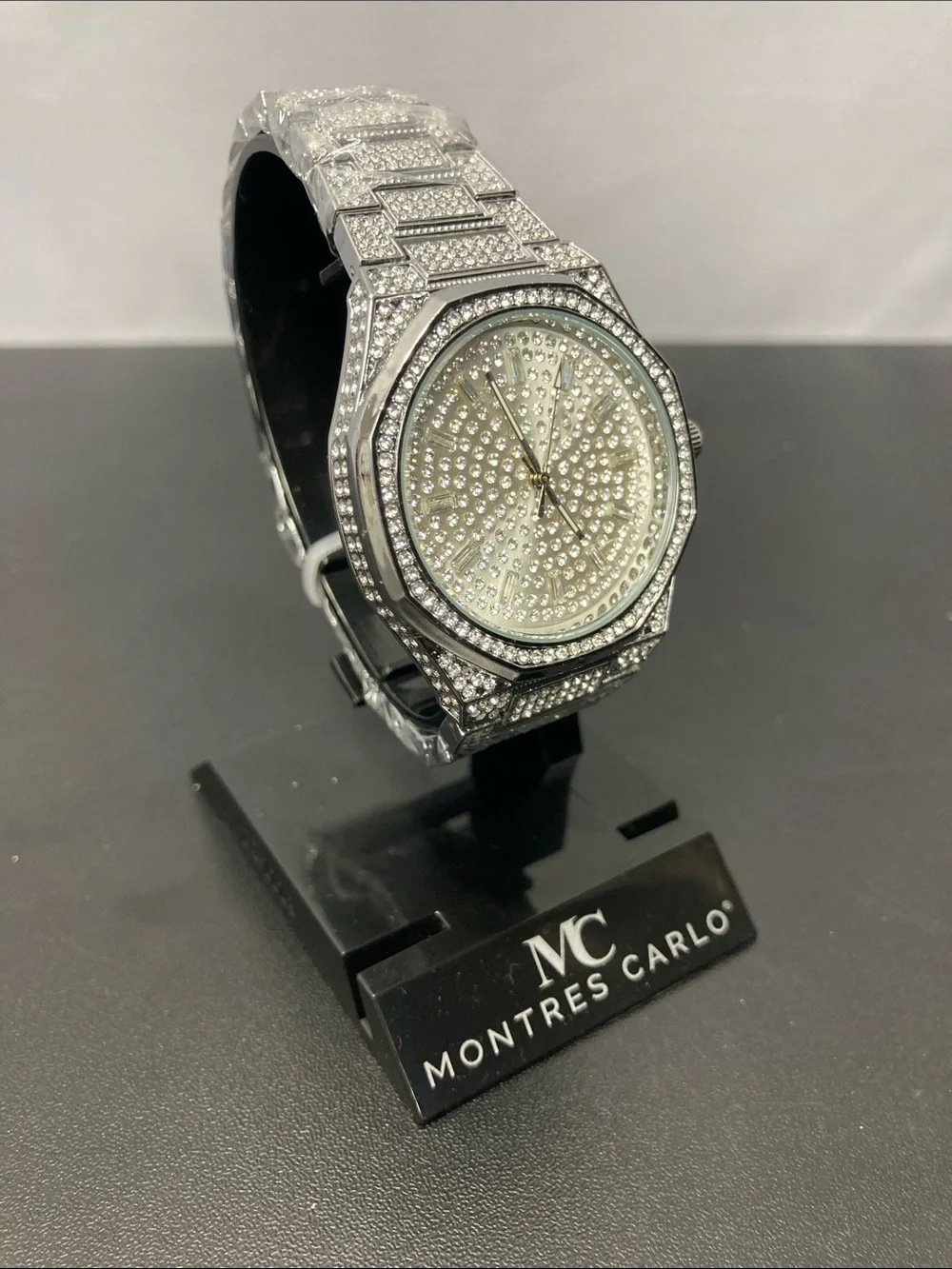 Montres Carlo Silver Crystal-Embellished Watch
